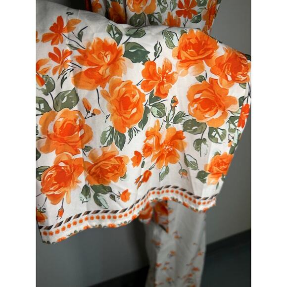 GOMORN 2 peace, Strapless Wide Leg Jumpsuit floral orange Sz XL 12 44 NWT - Picture 8 of 14